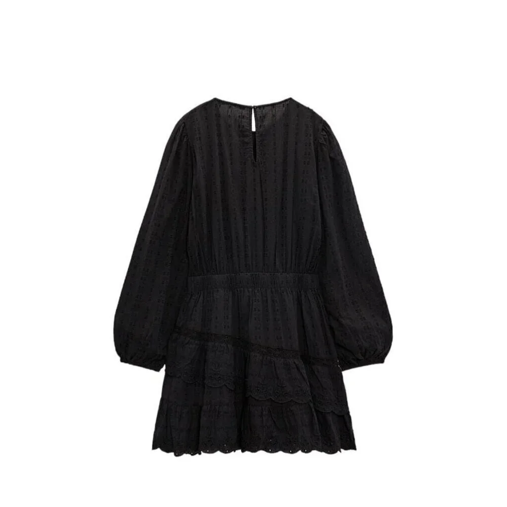 ZARA SHORT DRESS WITH LACE DETAILS BLACK SIZE XL 7200/220 21